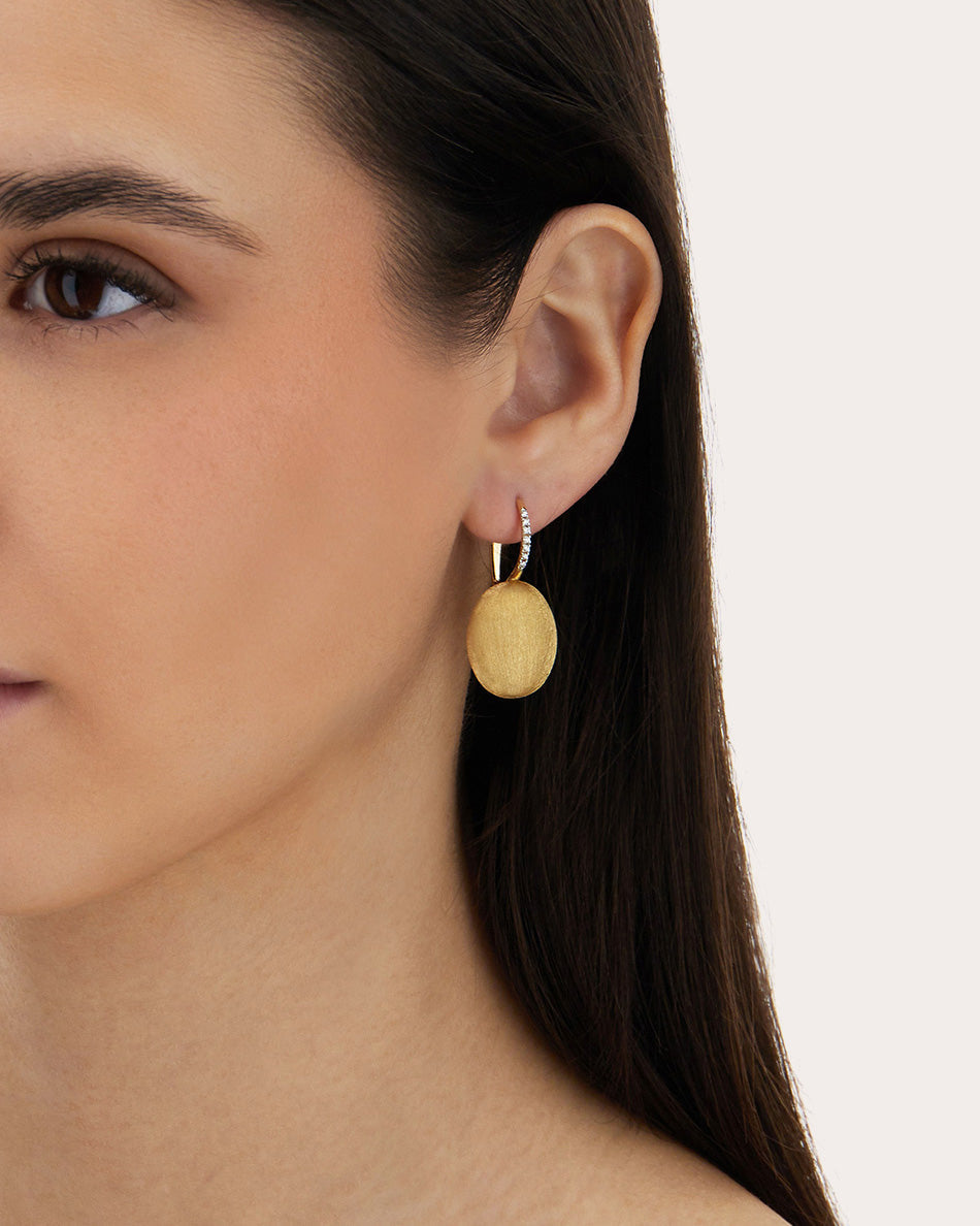 Large Ciliegine 18K Gold Diamond Earrings