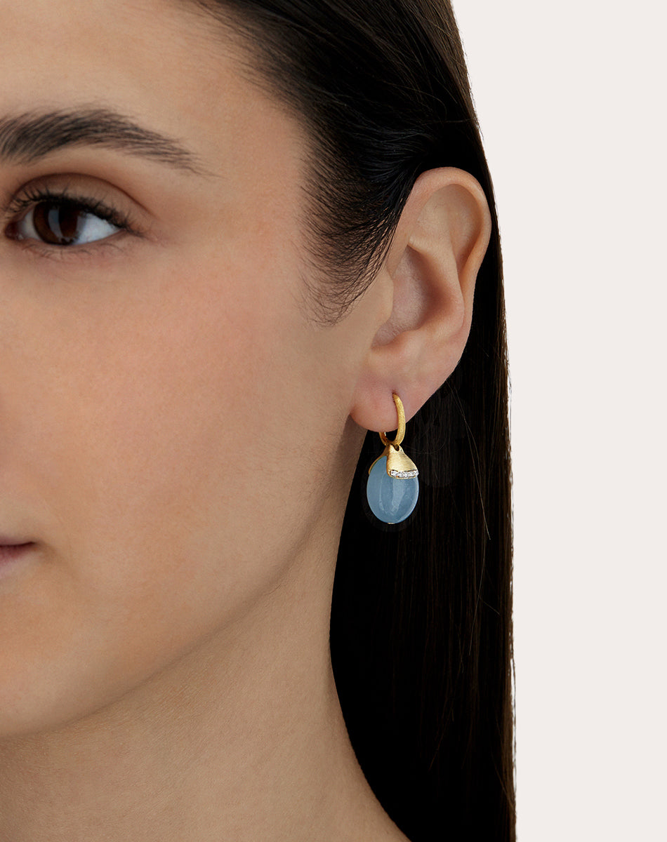 Azure Ciliegine 18K Gold Aquamarine and Diamond Earrings