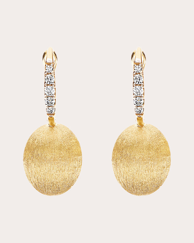 Small Ciliegine 18K Gold Diamond Earrings