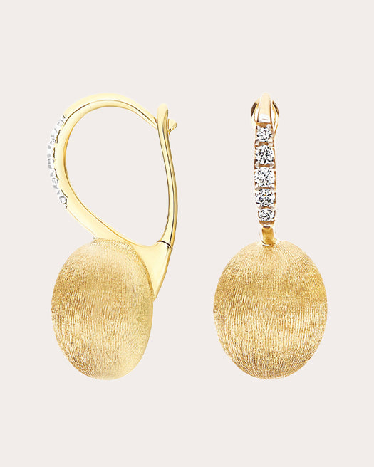 Small Ciliegine 18K Gold Diamond Earrings