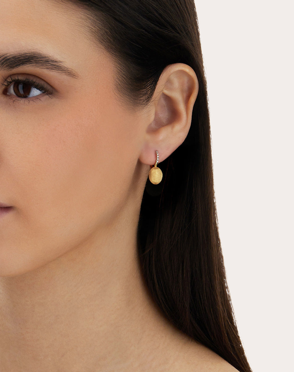 Small Ciliegine 18K Gold Diamond Earrings