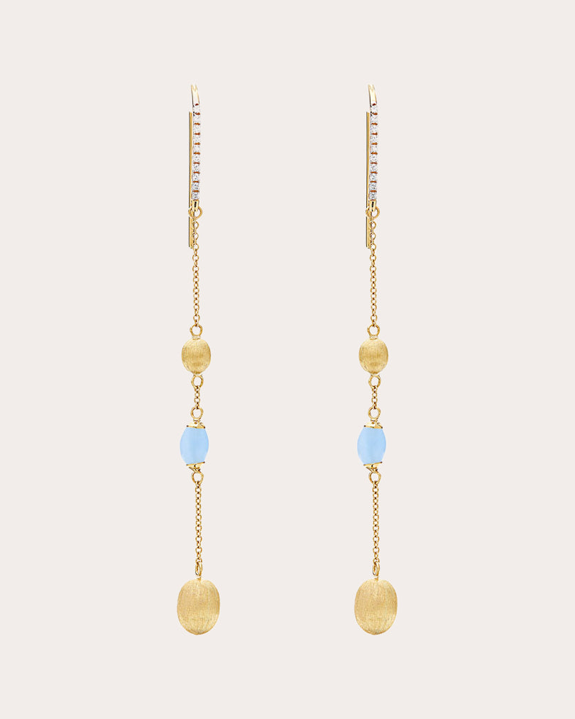 Azure 18K Gold Aquamarine and Diamond Earrings