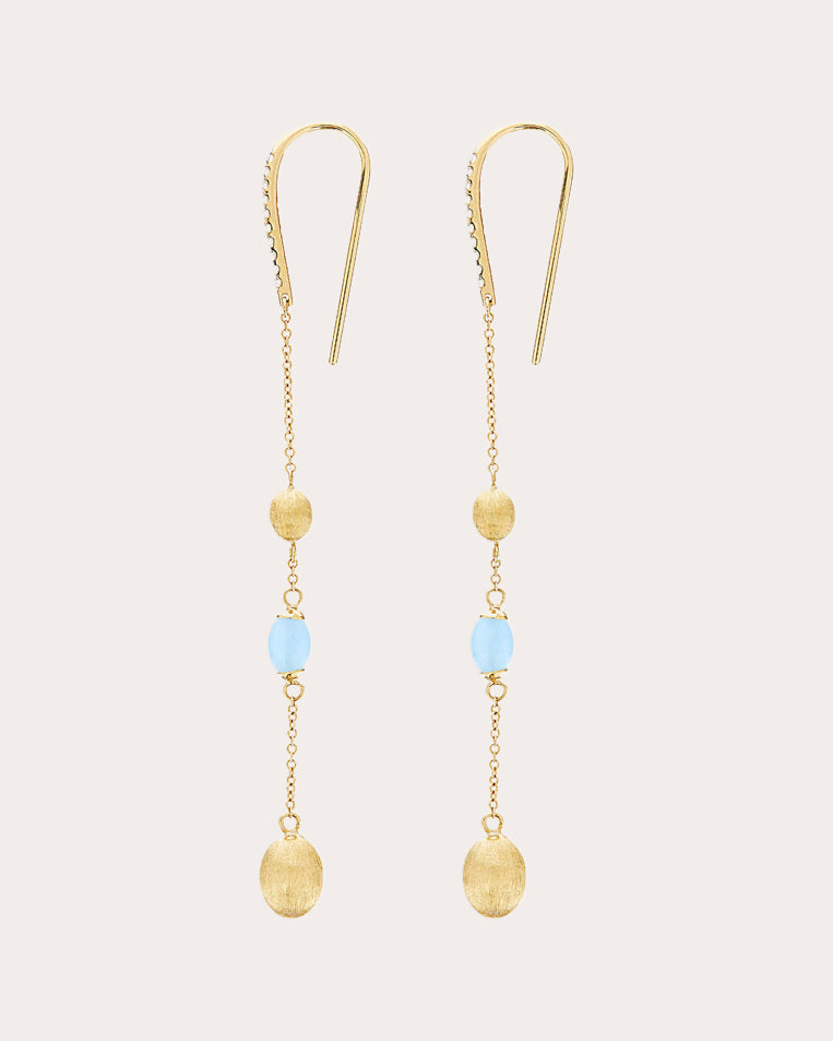 Azure 18K Gold Aquamarine and Diamond Earrings