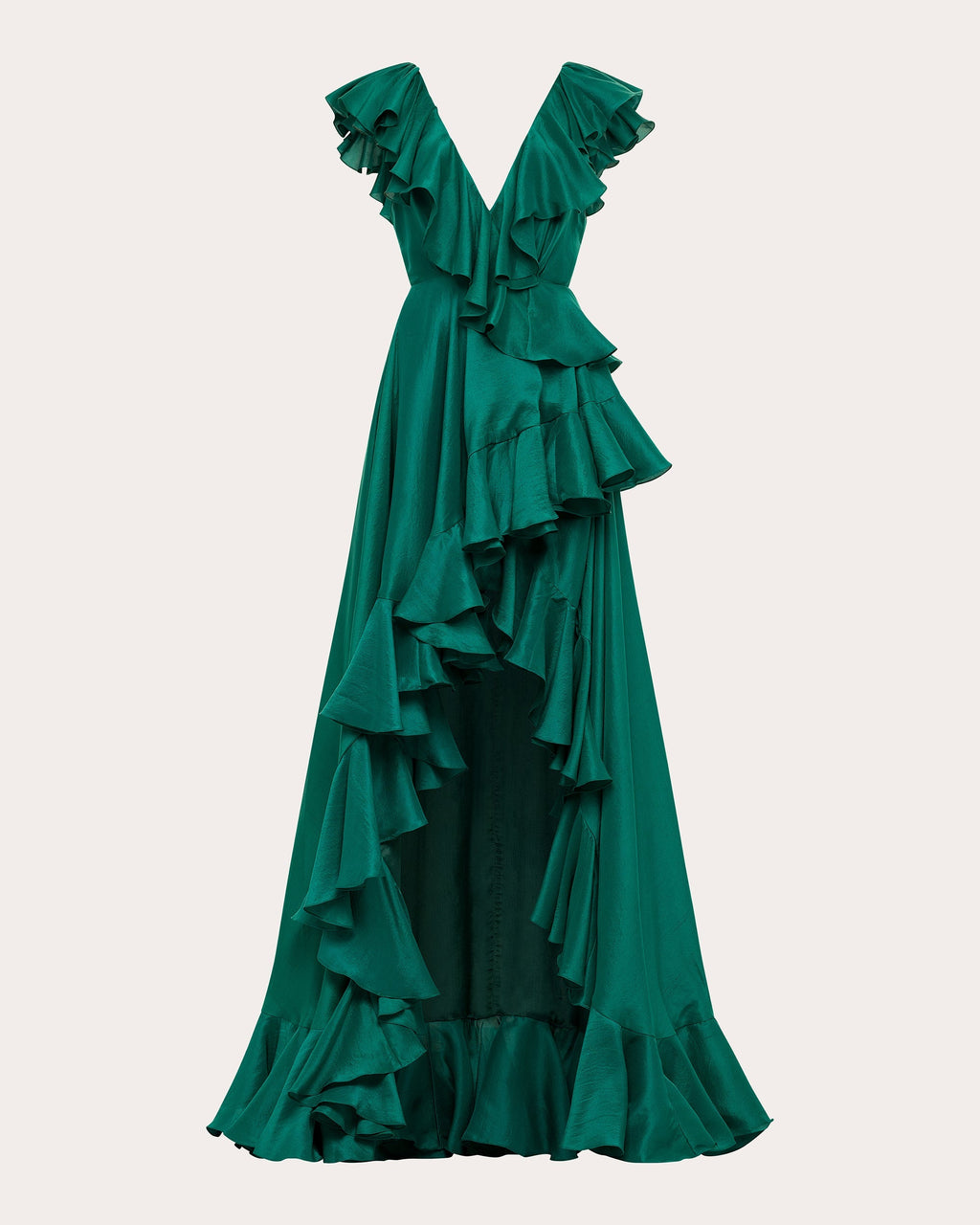 Ollie Ruffled Wrap-Effect Silk Gown