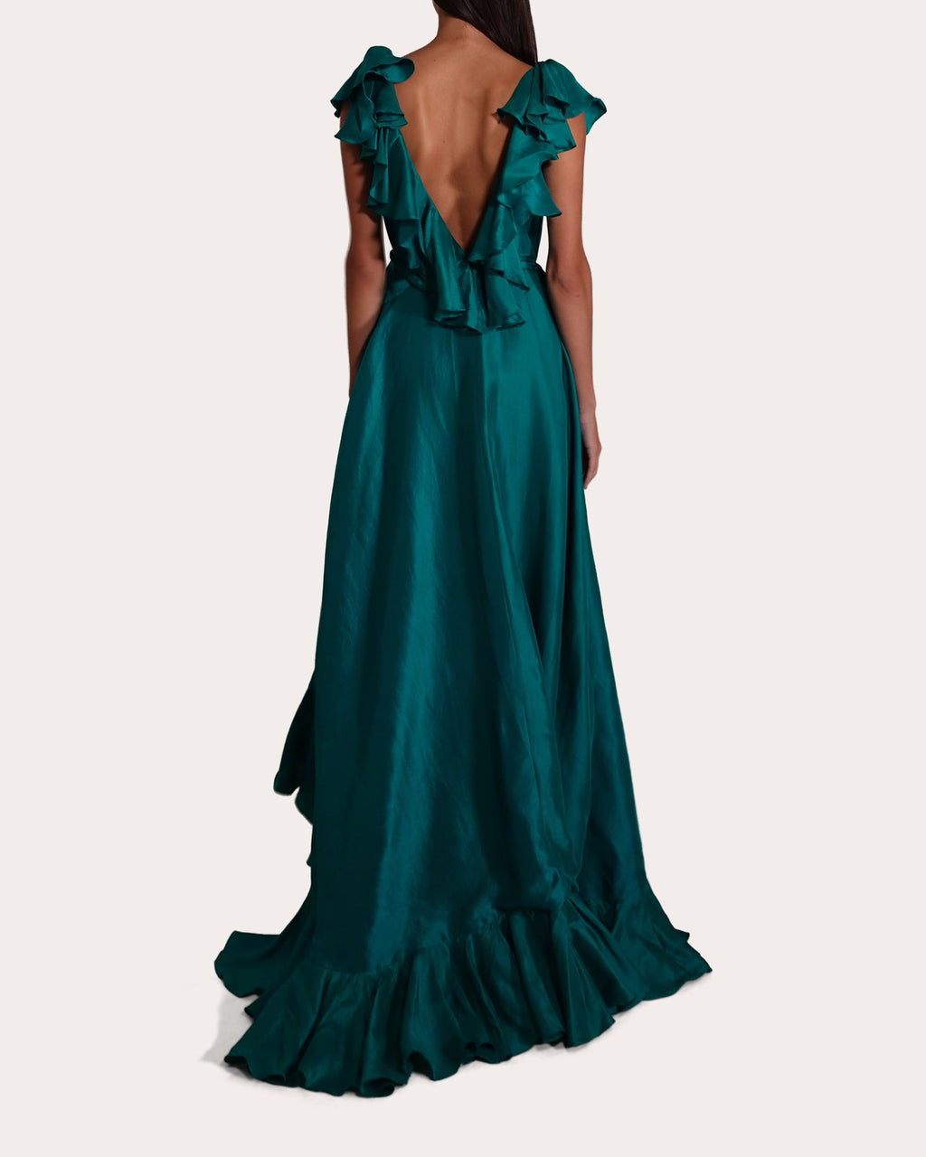 Ollie Ruffled Wrap-Effect Silk Gown