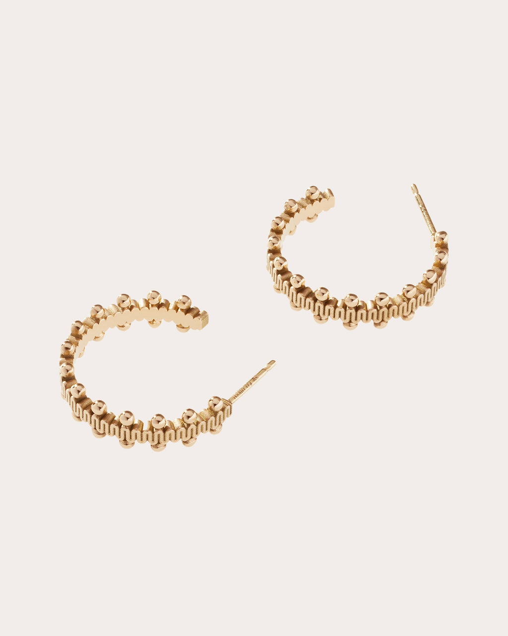 Medium 18K Gold Beaded Hoop Earrings