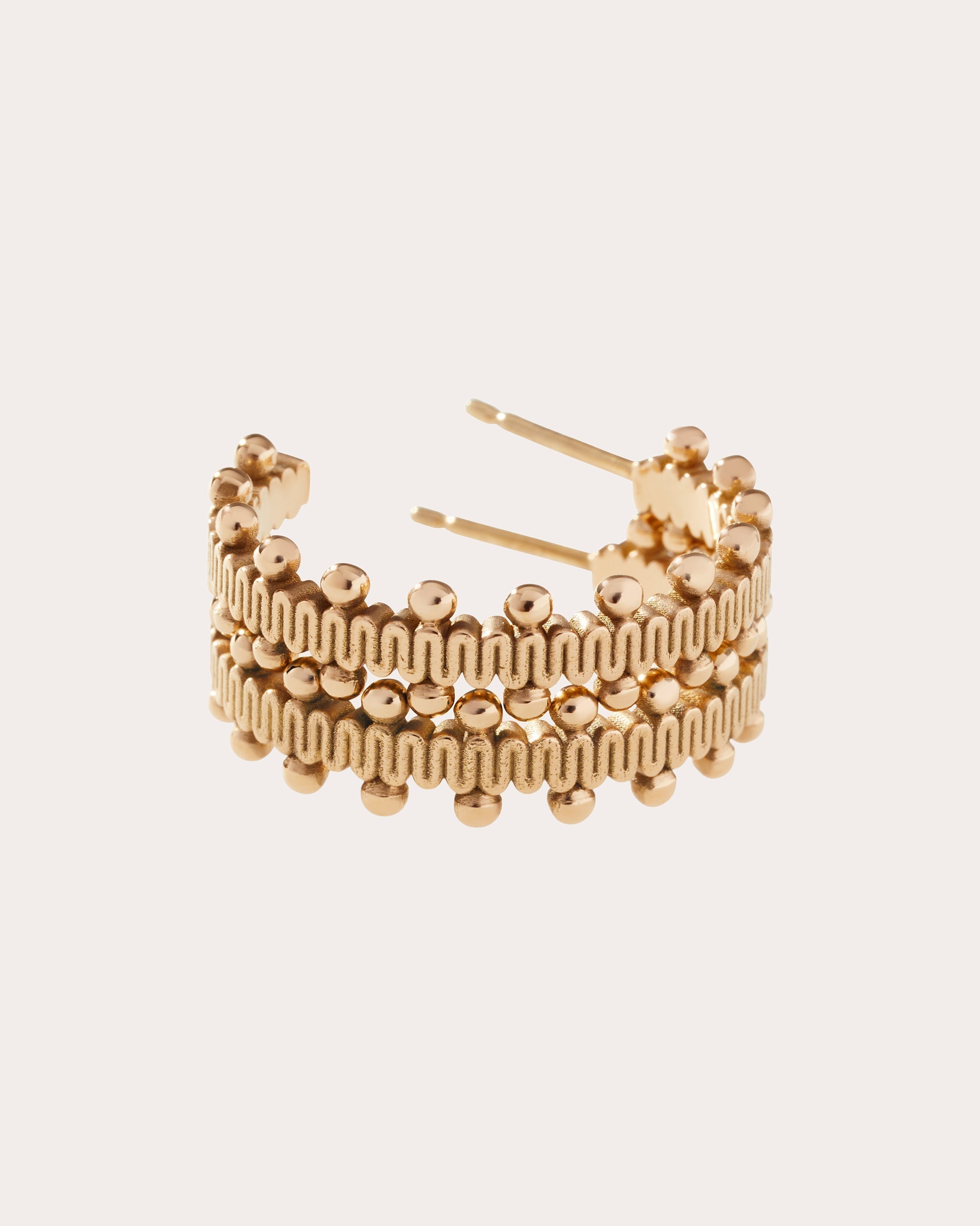 Medium 18K Gold Beaded Hoop Earrings