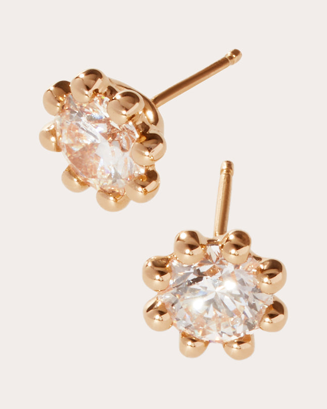 Medium 18K Gold Lab-Grown Diamond Beaded Stud Earrings
