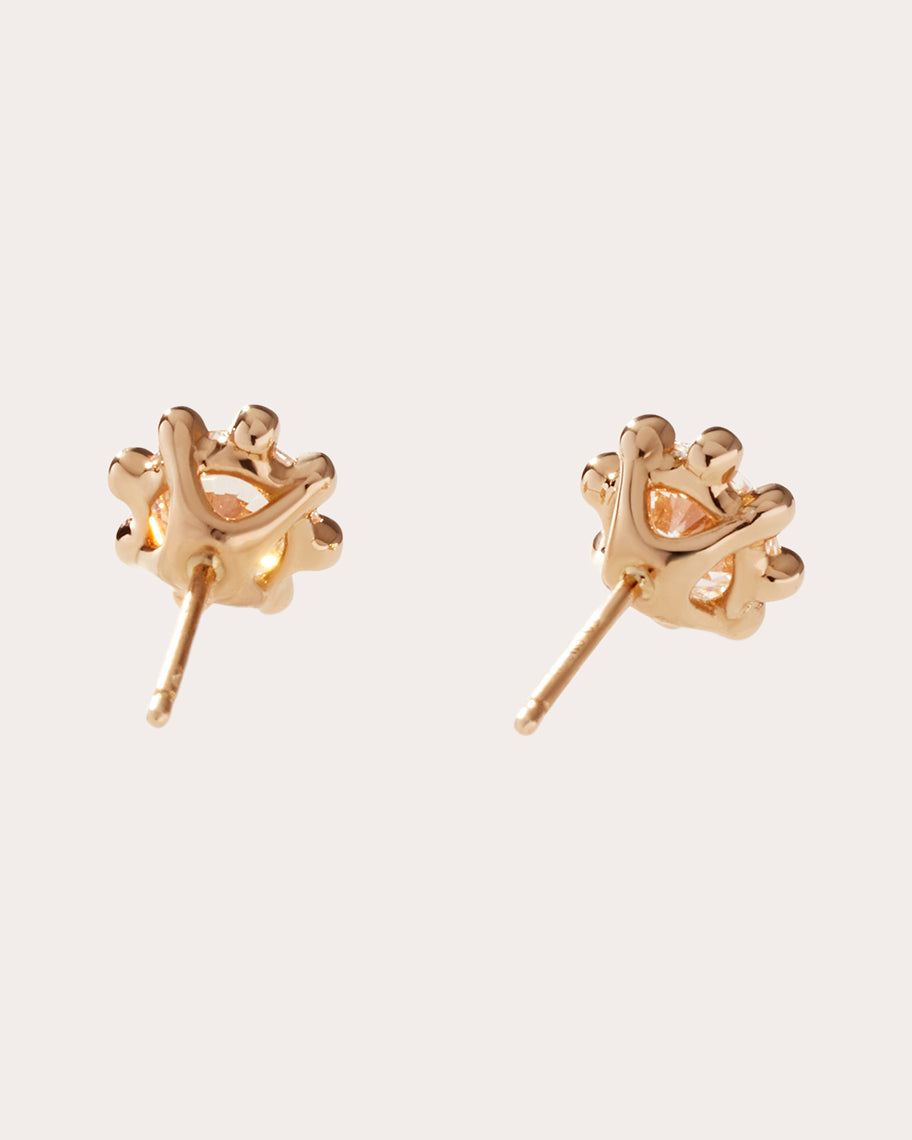 Small 18K Gold Lab-Grown Diamond Beaded Stud Earrings
