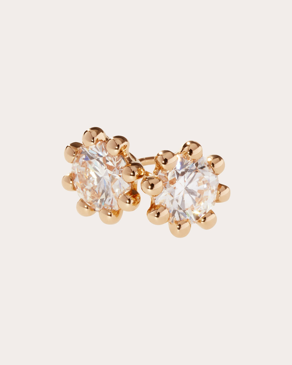 Small 18K Gold Lab-Grown Diamond Beaded Stud Earrings