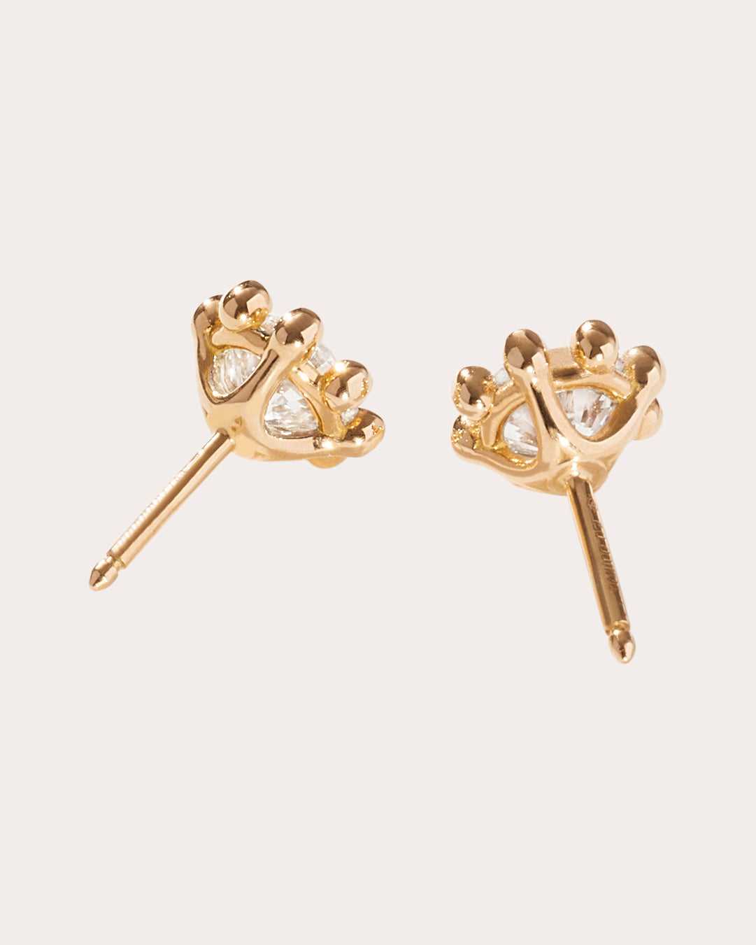 Large 18K Gold Lab-Grown Diamond Beaded Stud Earrings