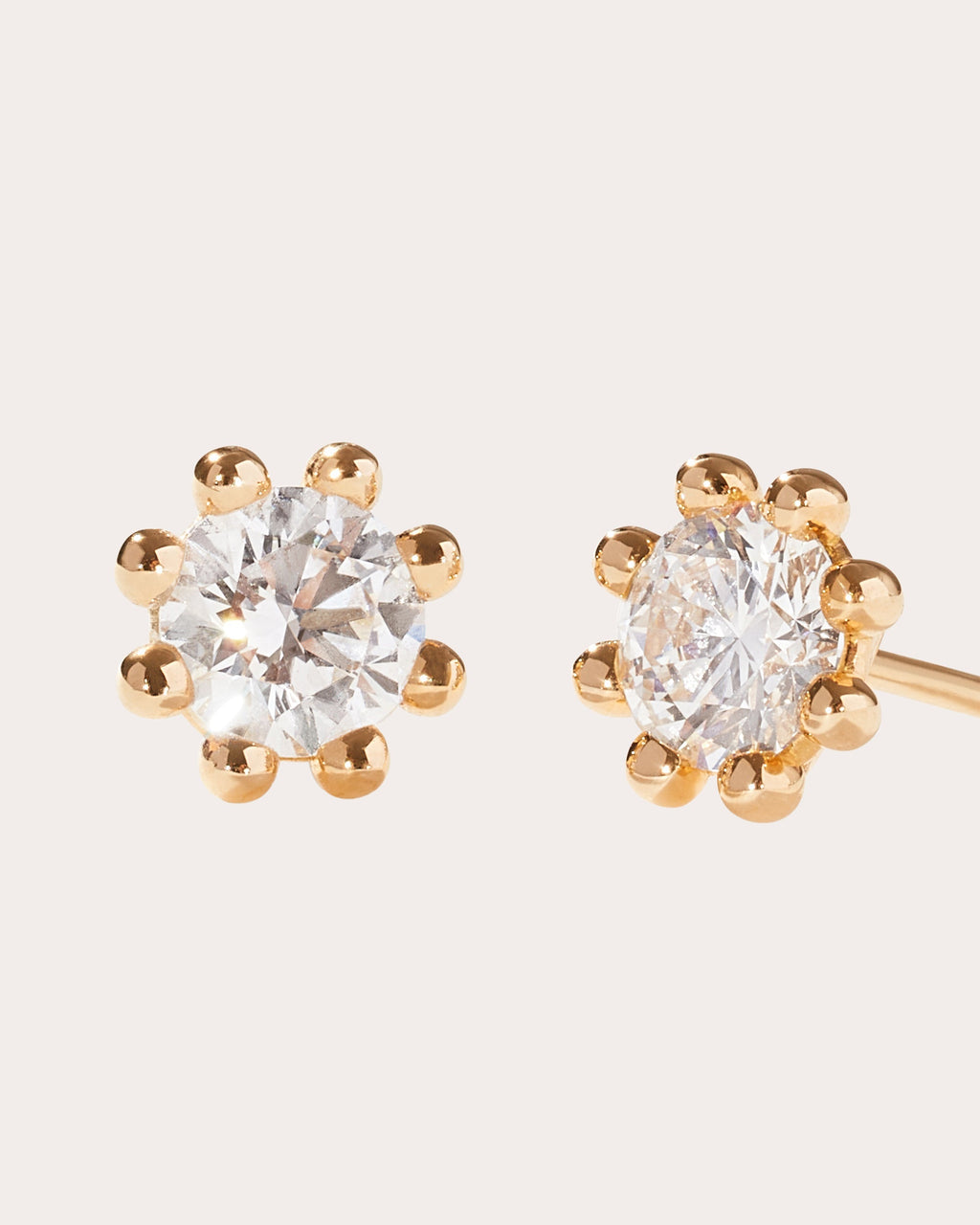Large 18K Gold Lab-Grown Diamond Beaded Stud Earrings