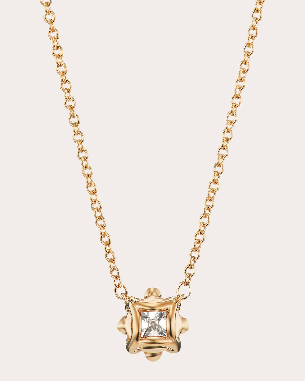 Medium 18K Gold Lab-Grown Diamond Beaded Solitaire Necklace