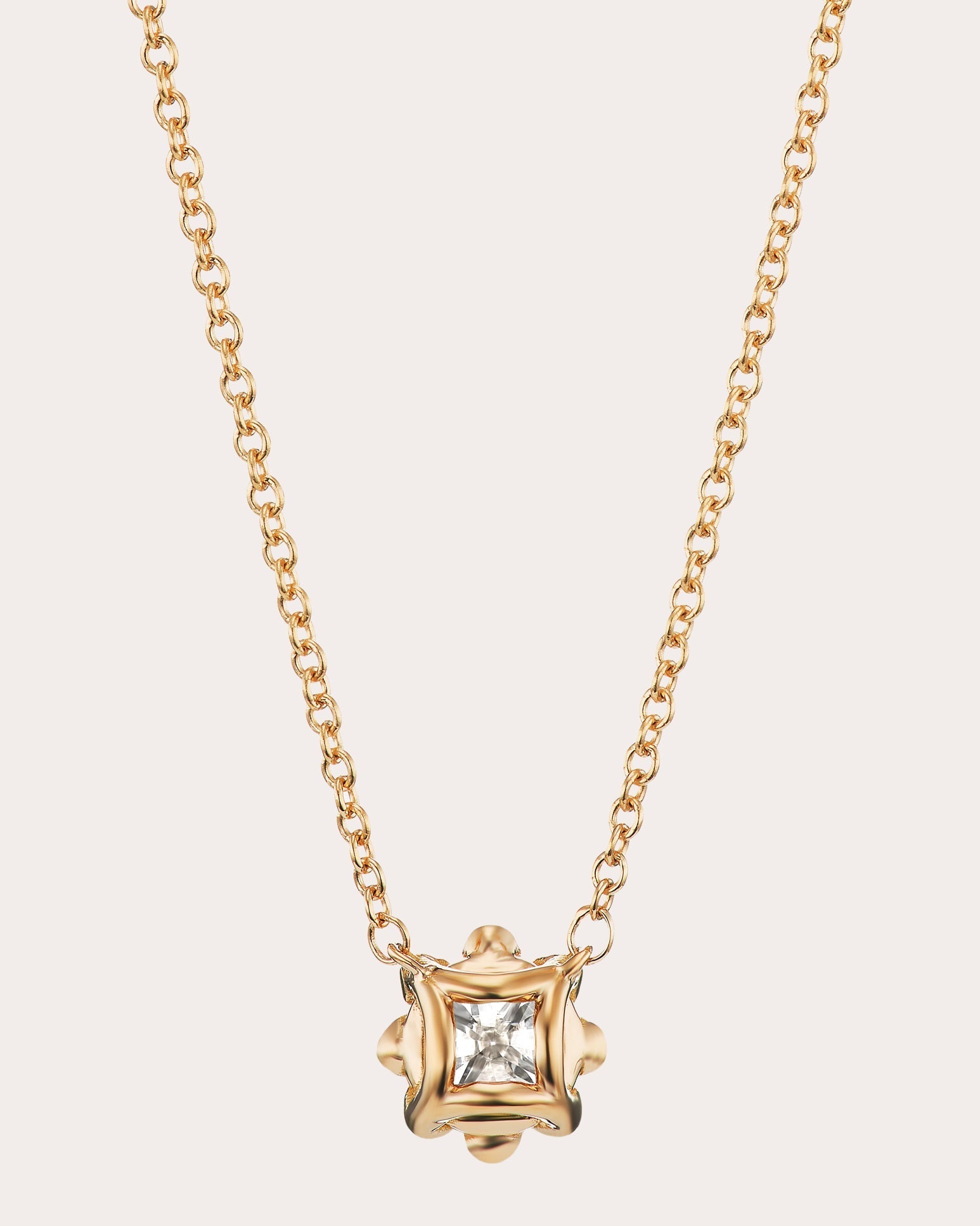 Medium 18K Gold Lab-Grown Diamond Beaded Solitaire Necklace