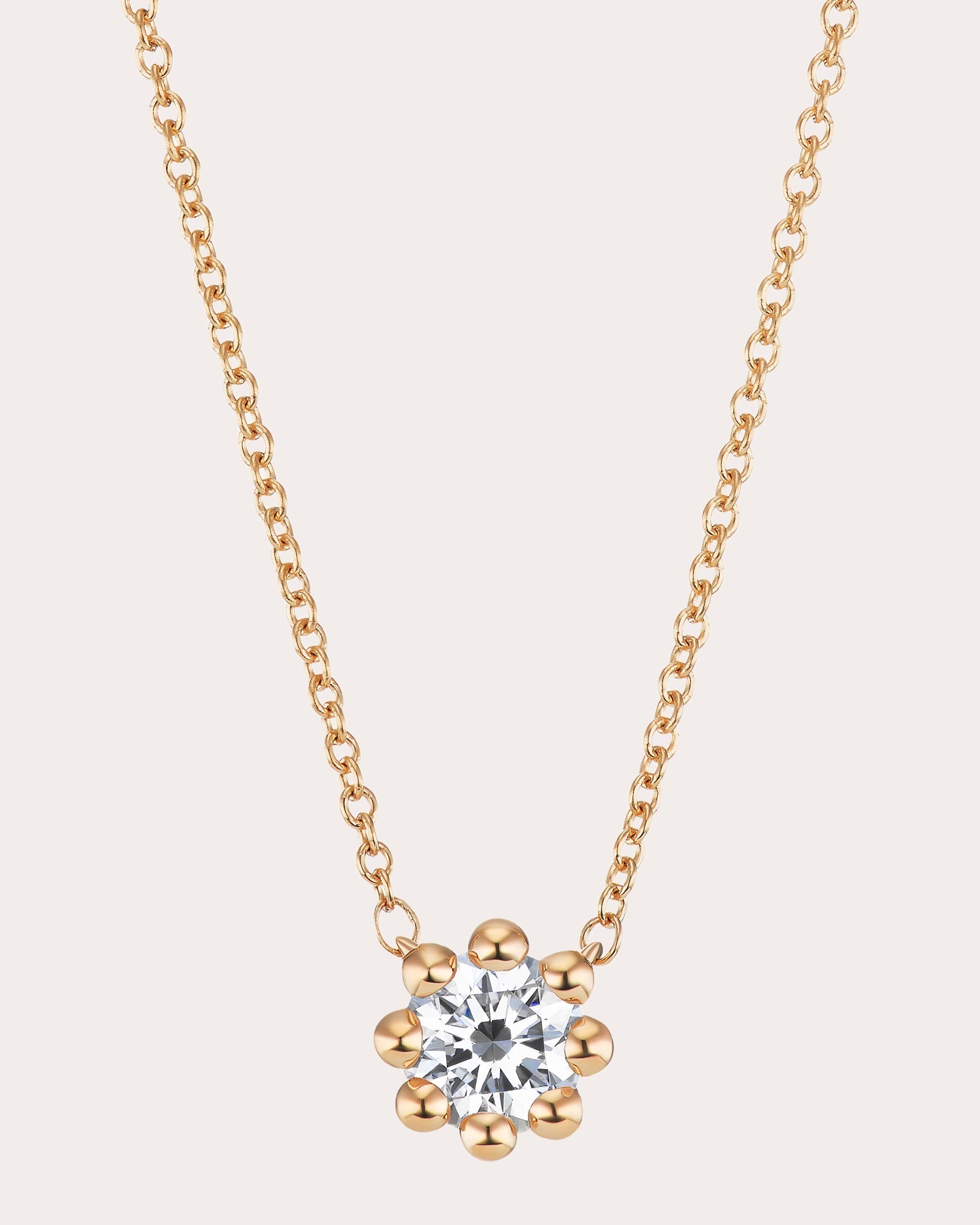 Medium 18K Gold Lab-Grown Diamond Beaded Solitaire Necklace