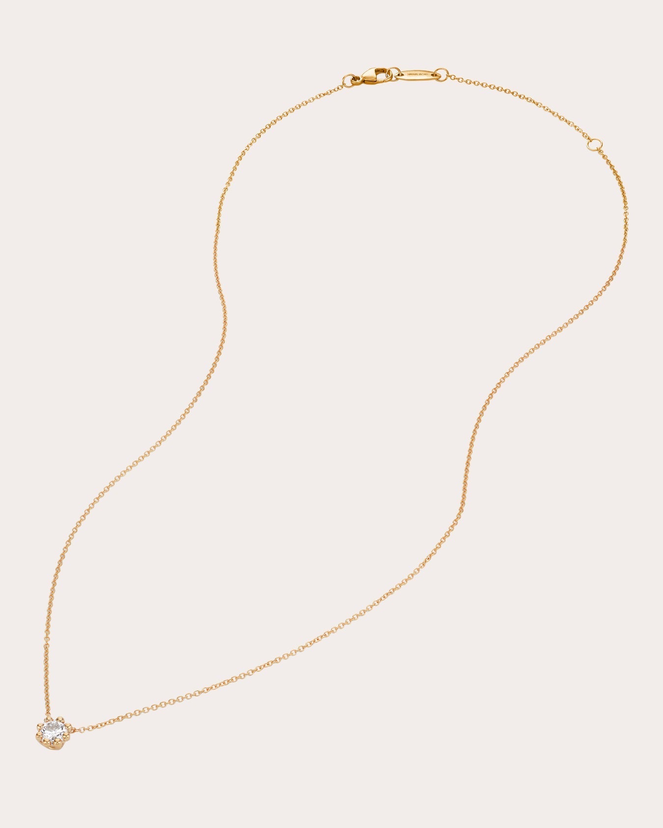 Medium 18K Gold Lab-Grown Diamond Beaded Solitaire Necklace
