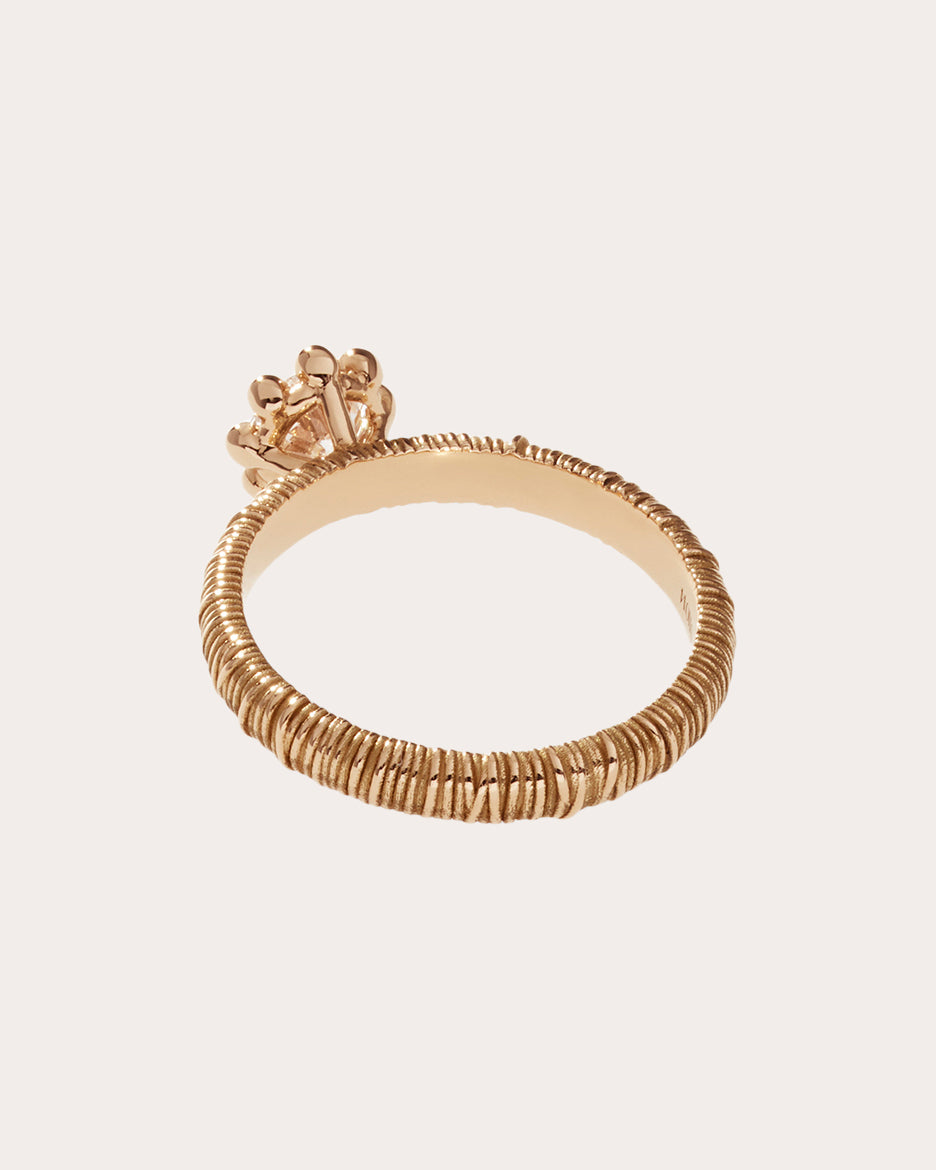 Medium 18K Gold Lab-Grown Diamond Beaded Filigree Ring