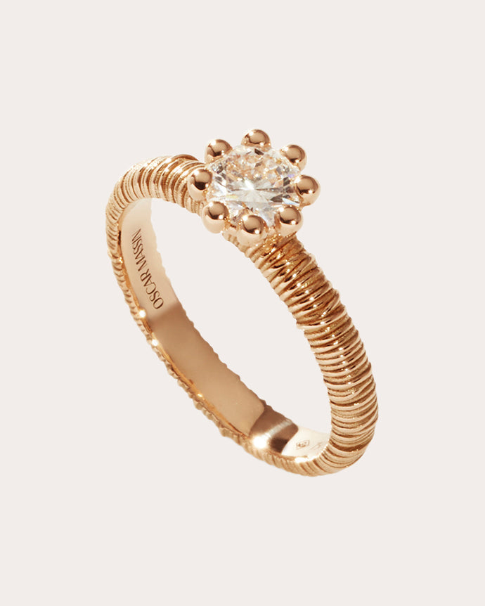 Medium 18K Gold Lab-Grown Diamond Beaded Filigree Ring