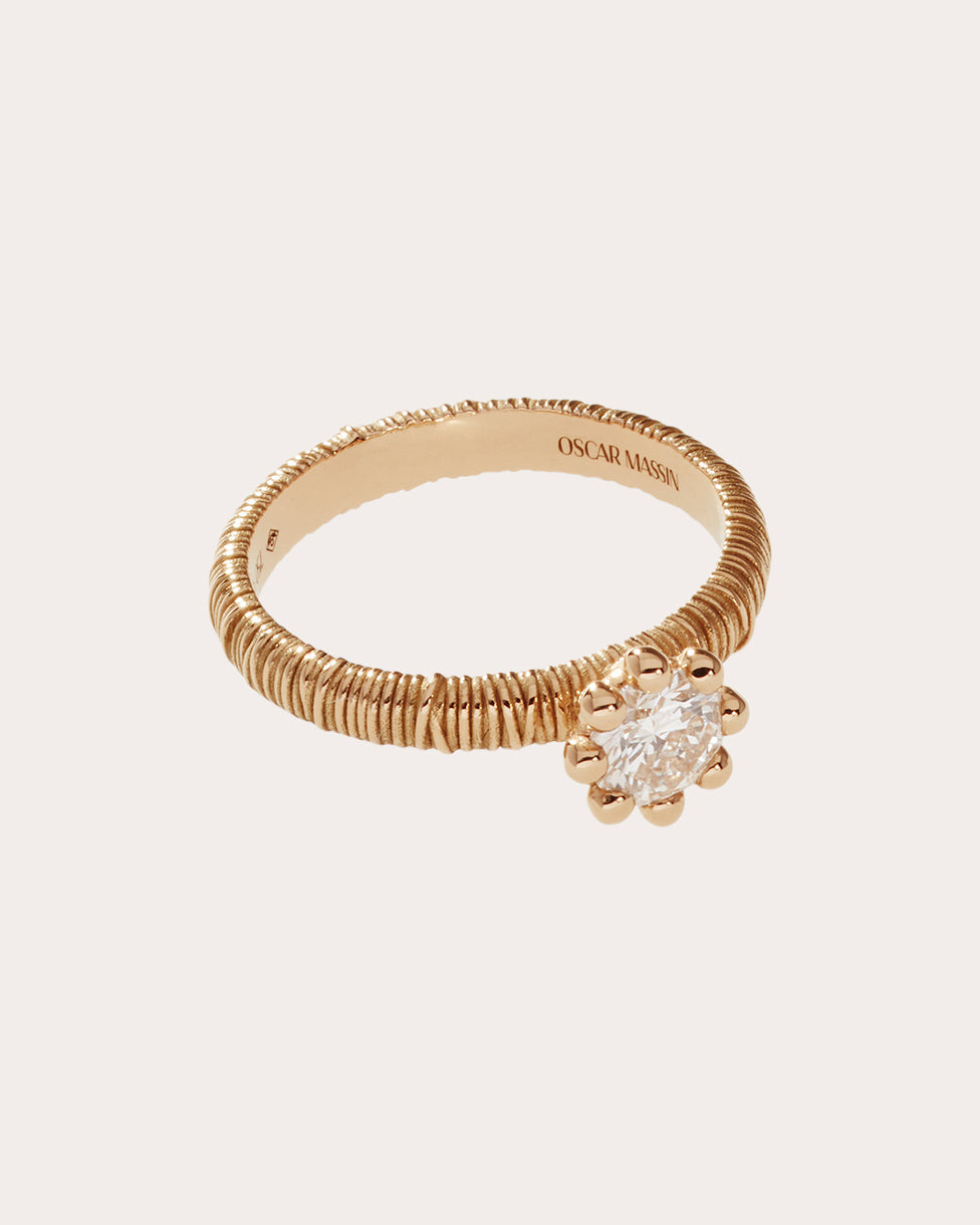Medium 18K Gold Lab-Grown Diamond Beaded Filigree Ring