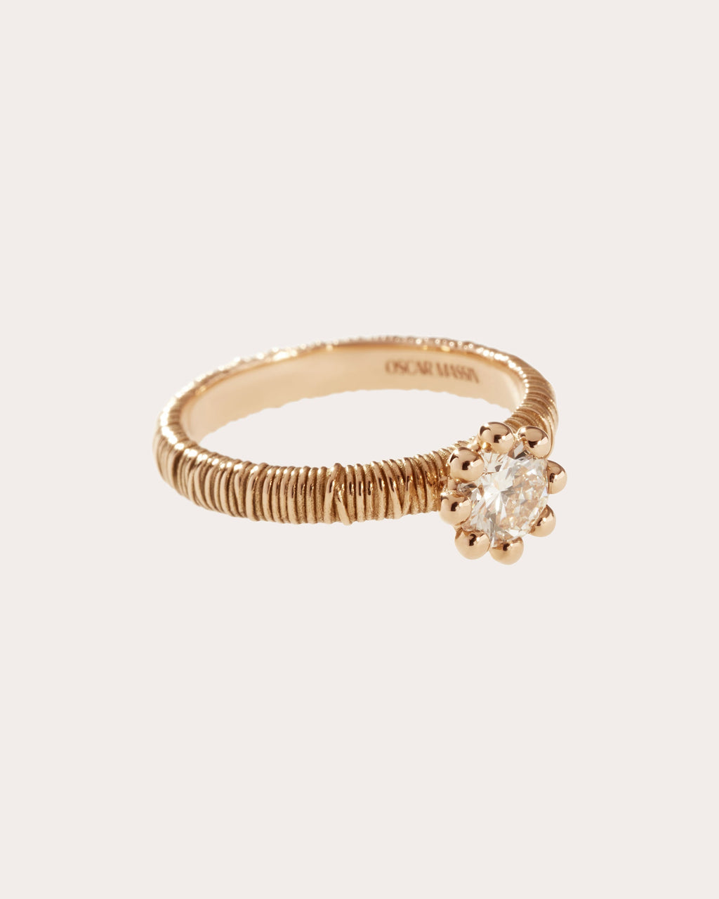 Medium 18K Gold Lab-Grown Diamond Beaded Filigree Ring