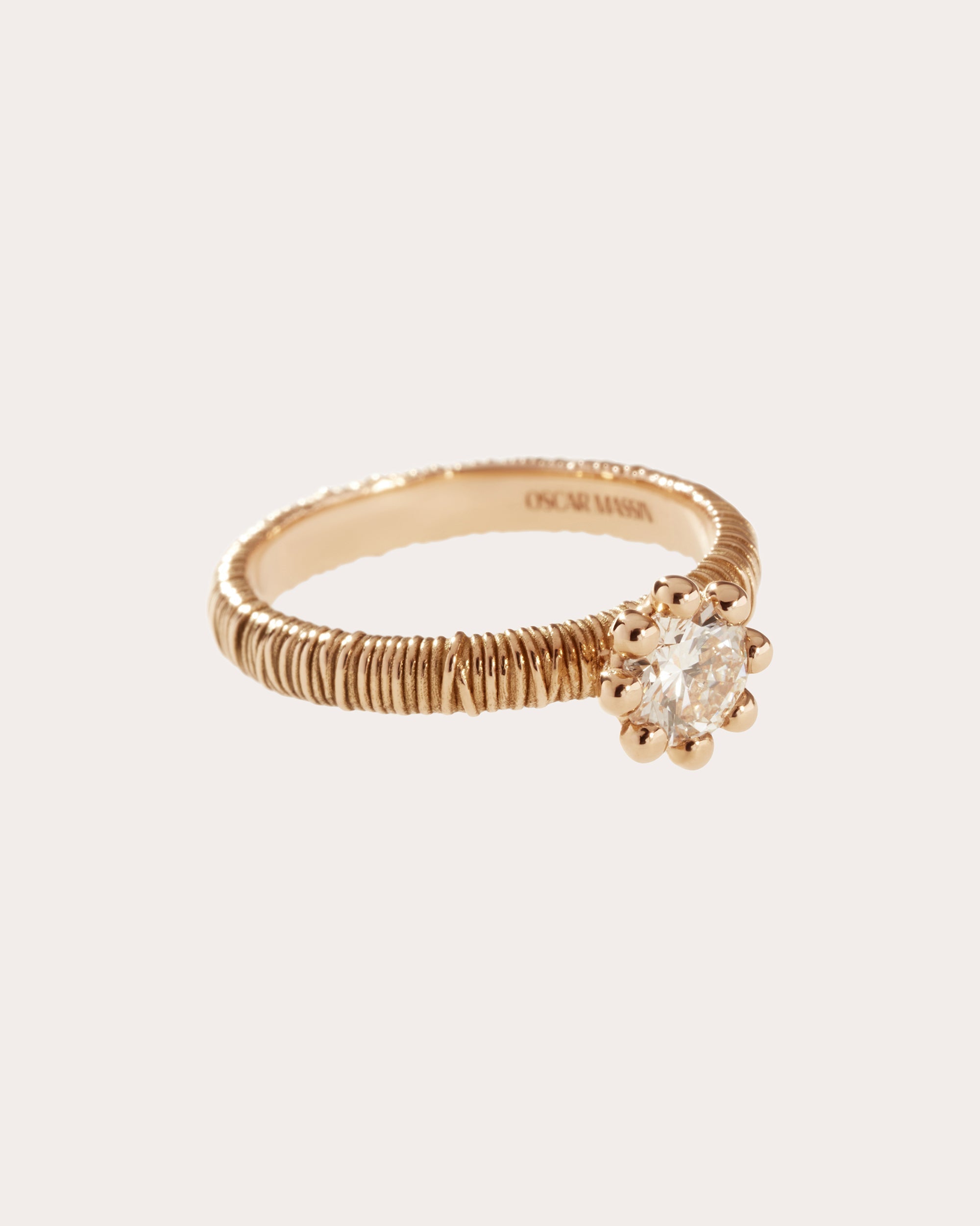 Medium 18K Gold Lab-Grown Diamond Beaded Filigree Ring