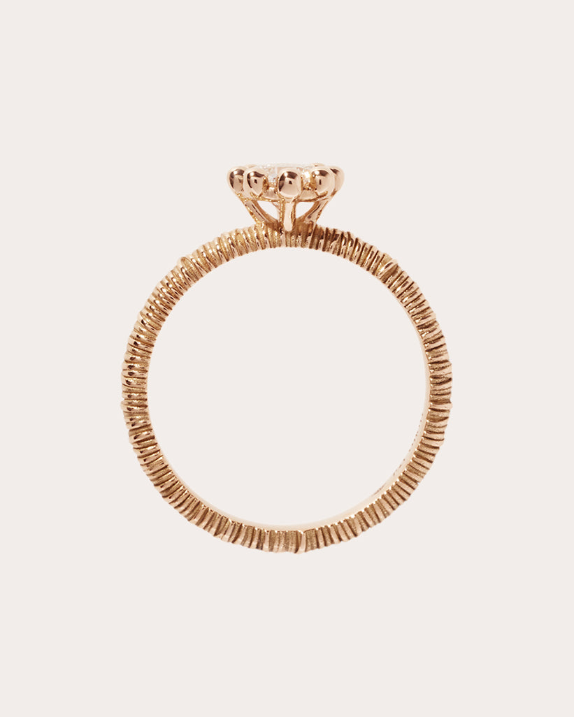 Medium 18K Gold Lab-Grown Diamond Beaded Filigree Ring