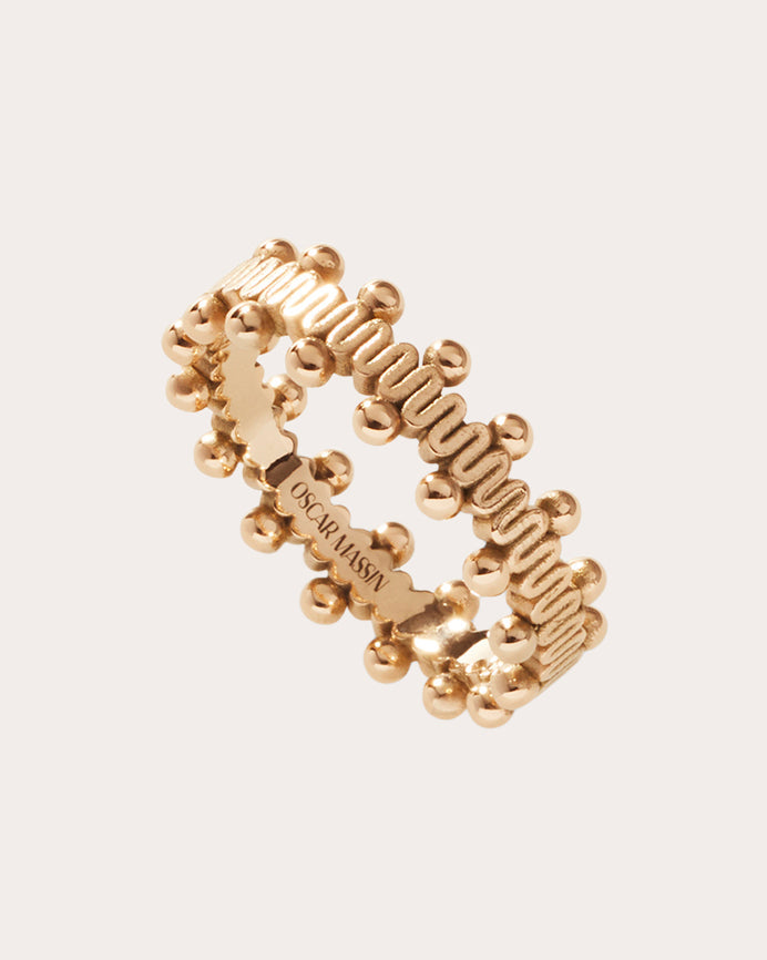 Ribbon 18K Gold Beaded Ring