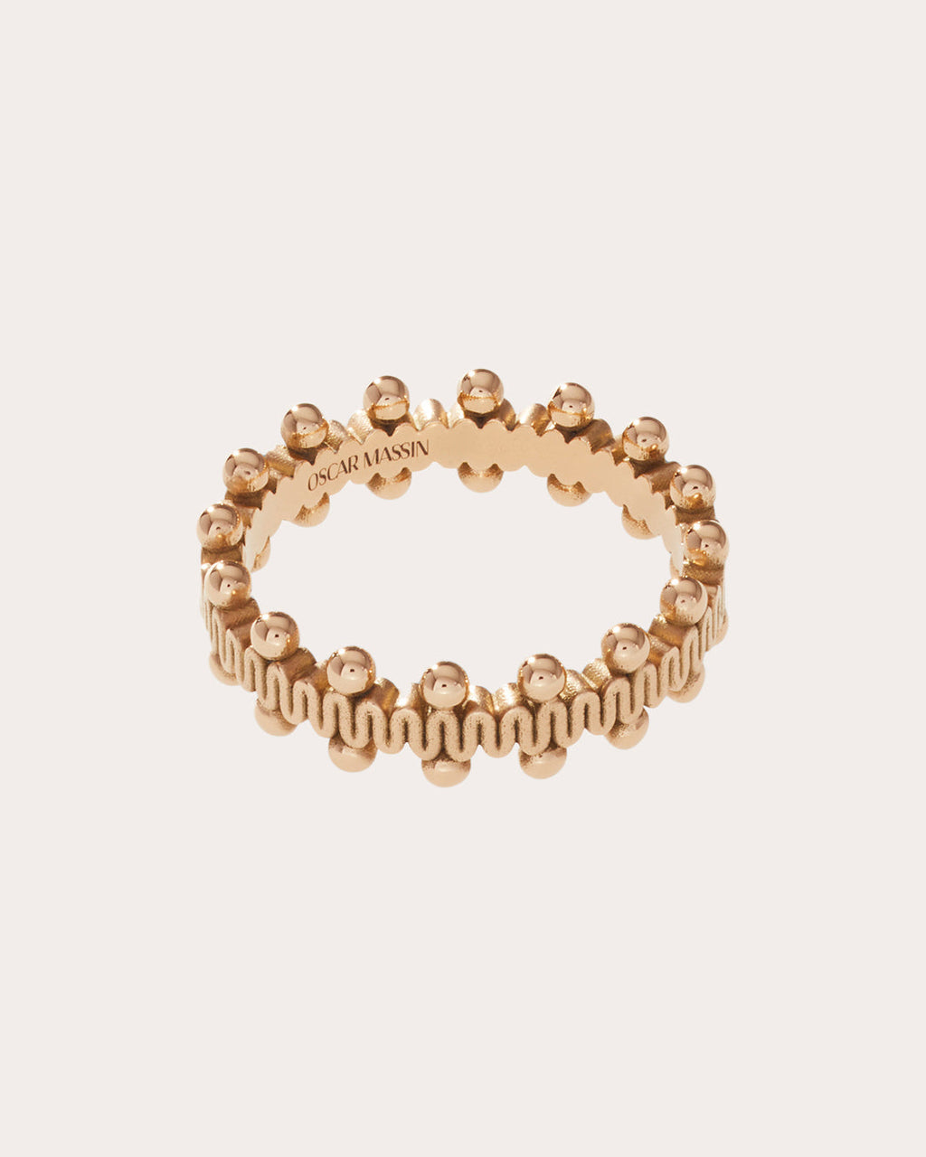 Ribbon 18K Gold Beaded Ring