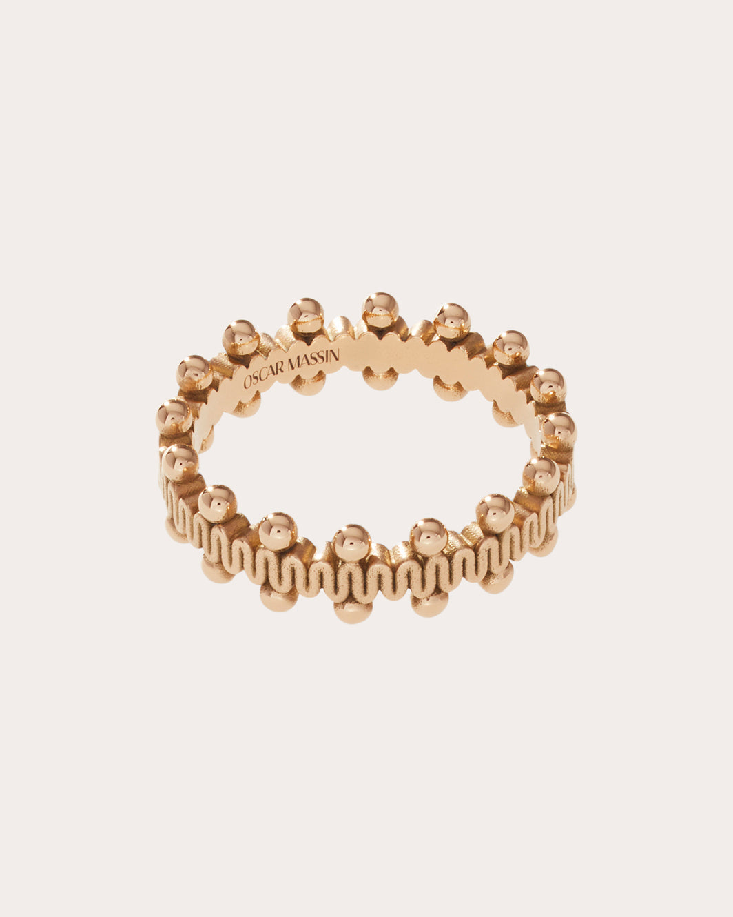 Ribbon 18K Gold Beaded Ring