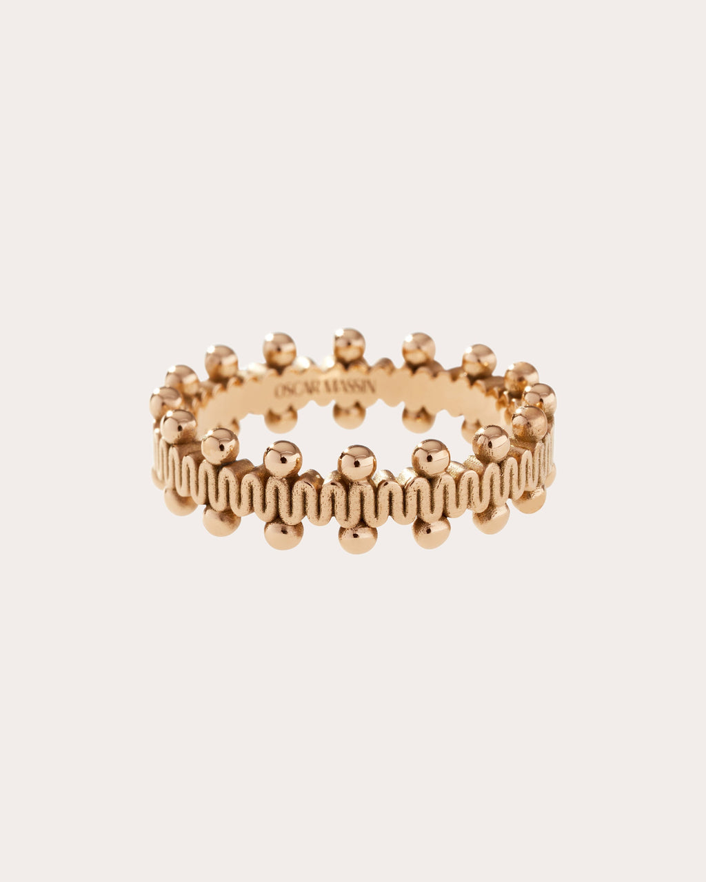 Ribbon 18K Gold Beaded Ring