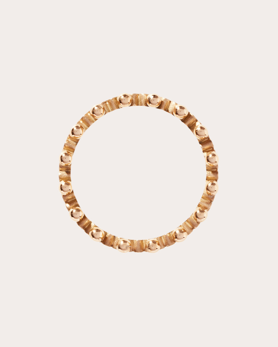 Ribbon 18K Gold Beaded Ring