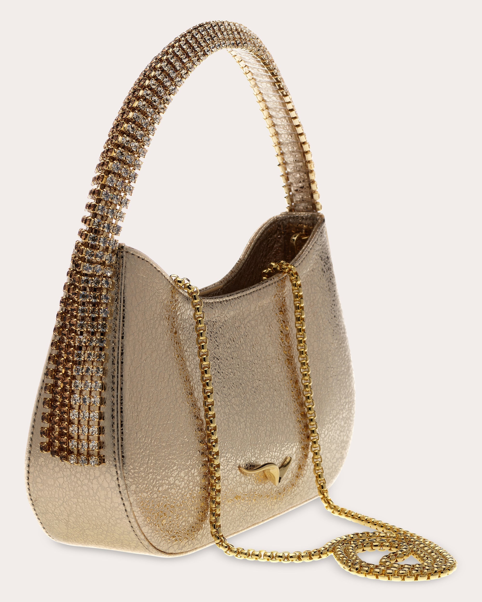 Koda Crystal-Embellished Metallic-Leather Shoulder Bag