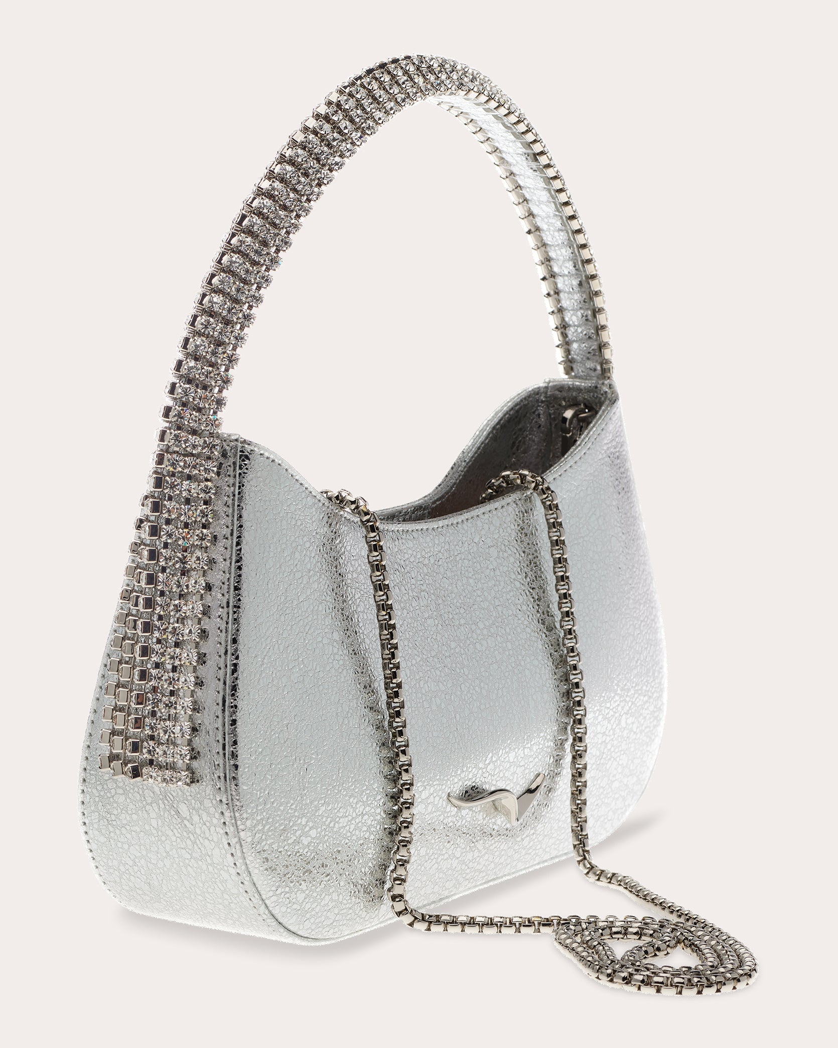 Koda Crystal-Embellished Metallic-Leather Shoulder Bag