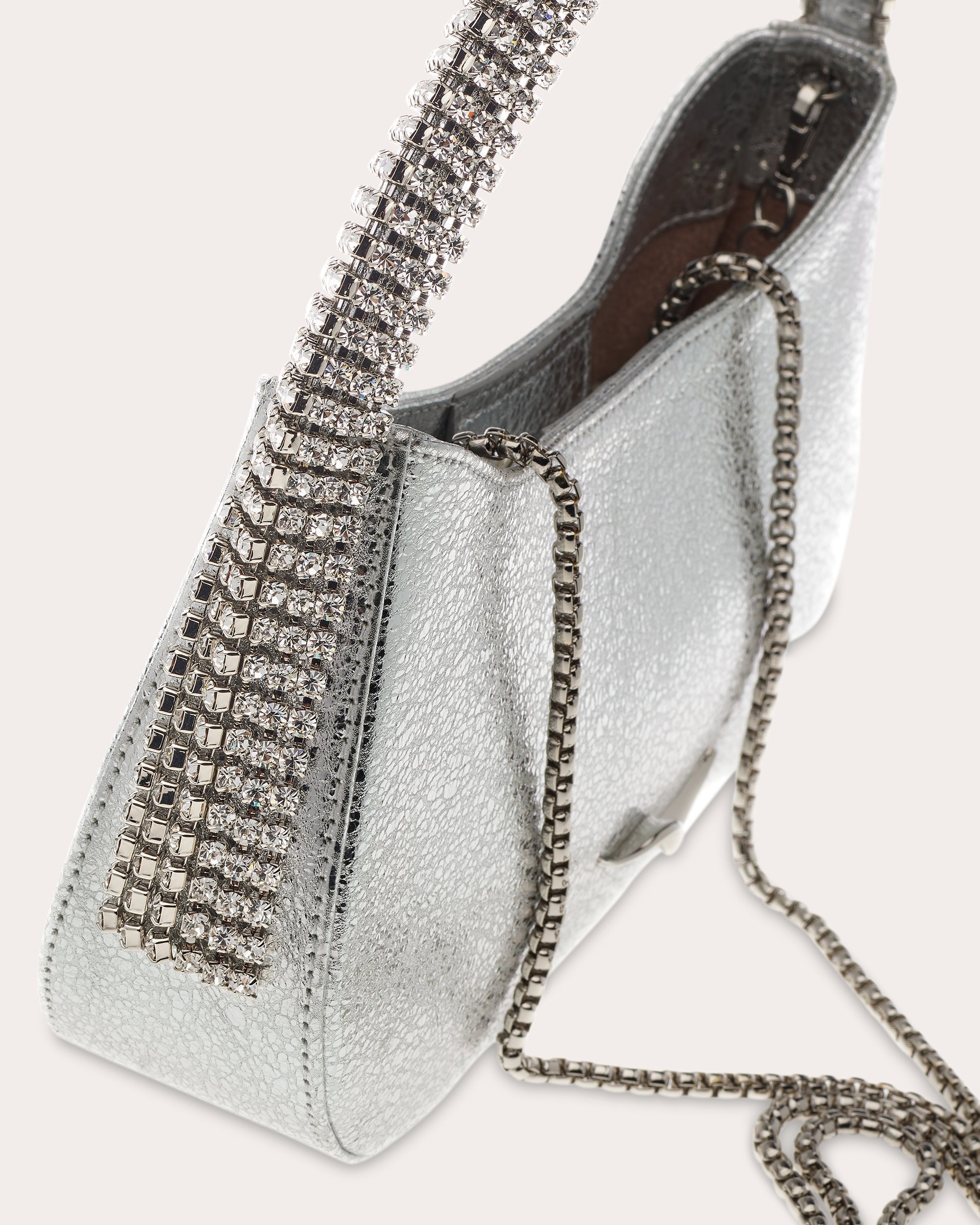 Koda Crystal-Embellished Metallic-Leather Shoulder Bag