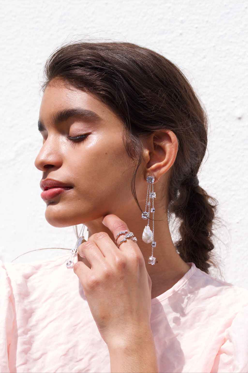 Bonafide Madness Rhodium-Plated Silver Baroque Pearl and Cubic Zirconia Earrings