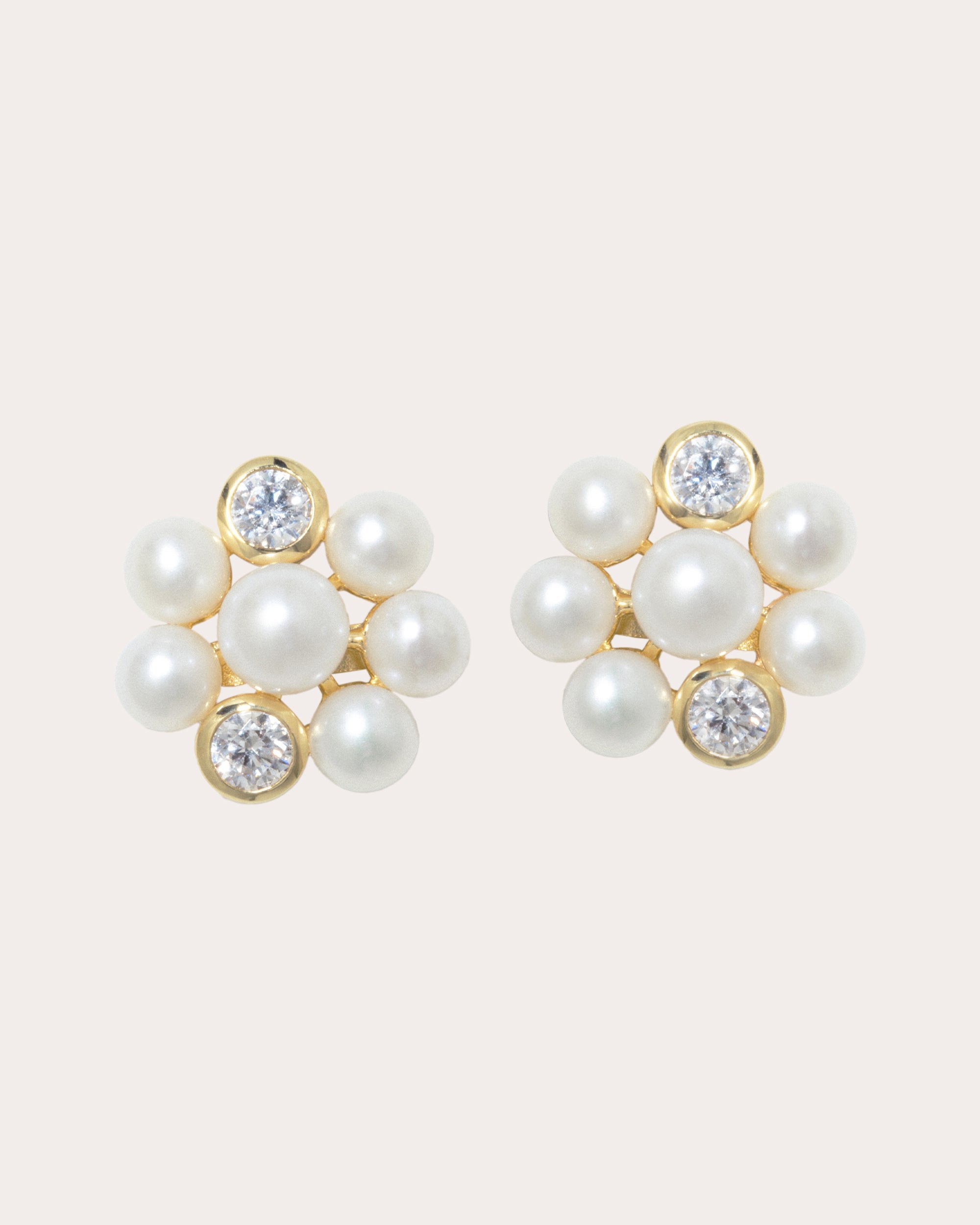 Lightdrops 18K Gold-Plated Silver Freshwater Pearl and Cubic Zirconia Stud Earrings
