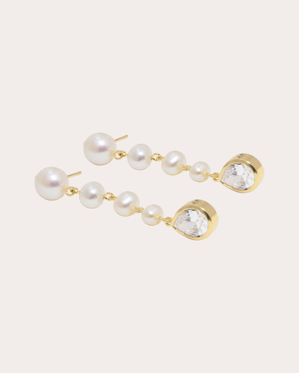 18K Gold Vermeil Cubic Zirconia and Pearl Earrings