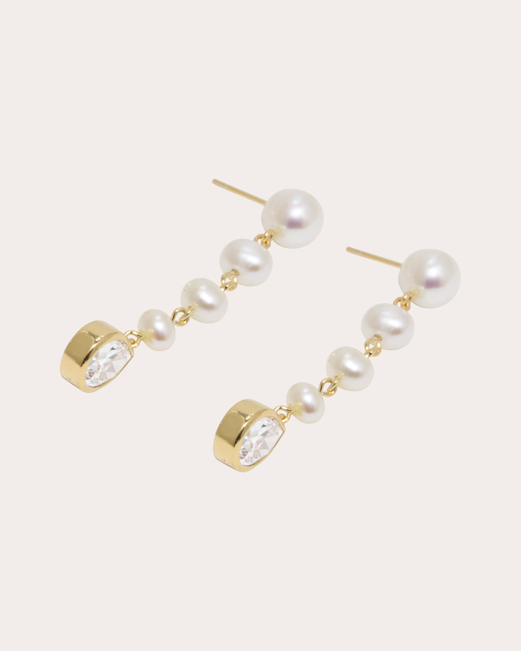 18K Gold Vermeil Cubic Zirconia and Pearl Earrings