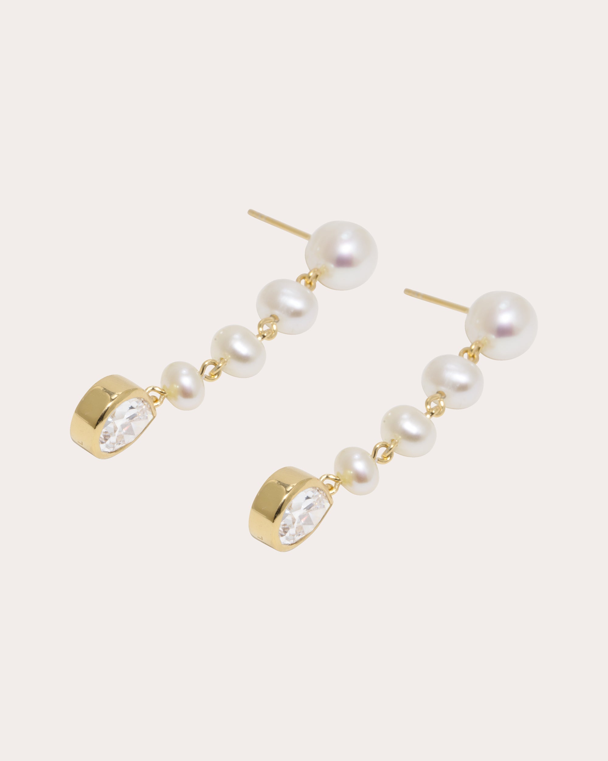 18K Gold Vermeil Cubic Zirconia and Pearl Earrings