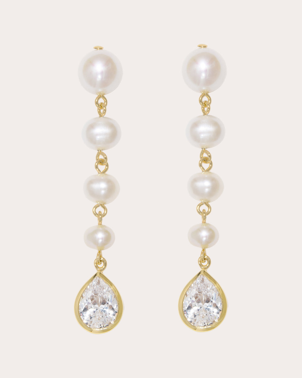 18K Gold Vermeil Cubic Zirconia and Pearl Earrings
