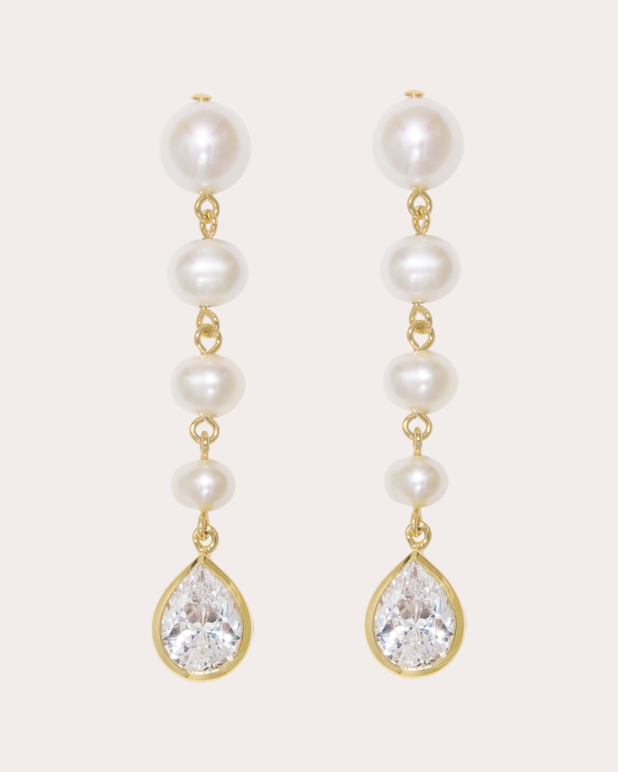 18K Gold Vermeil Cubic Zirconia and Pearl Earrings