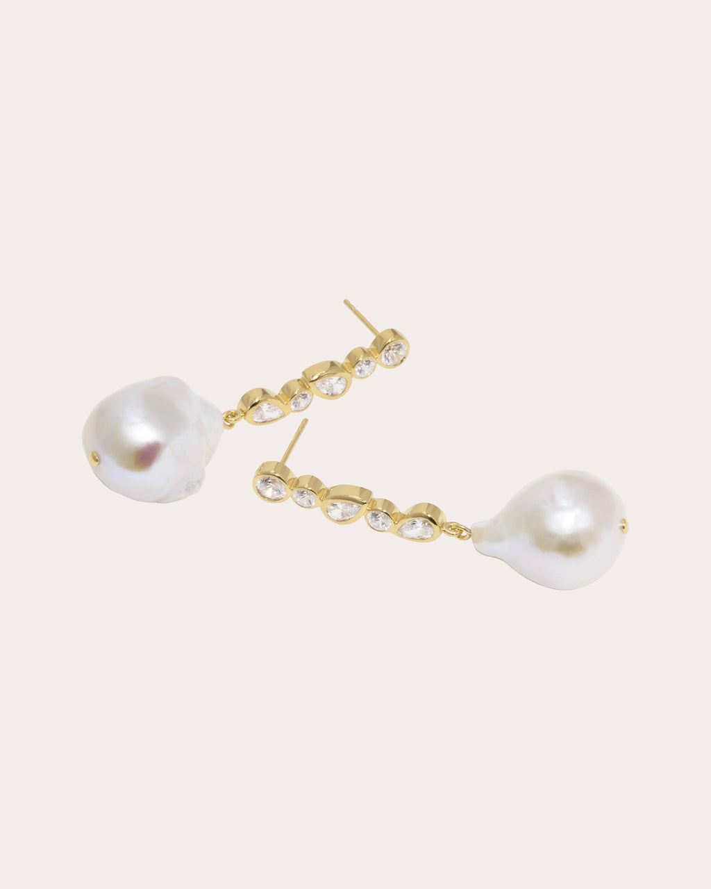 Pitter-Patter 18K Gold Vermeil Cubic Zirconia and Pearl Earrings
