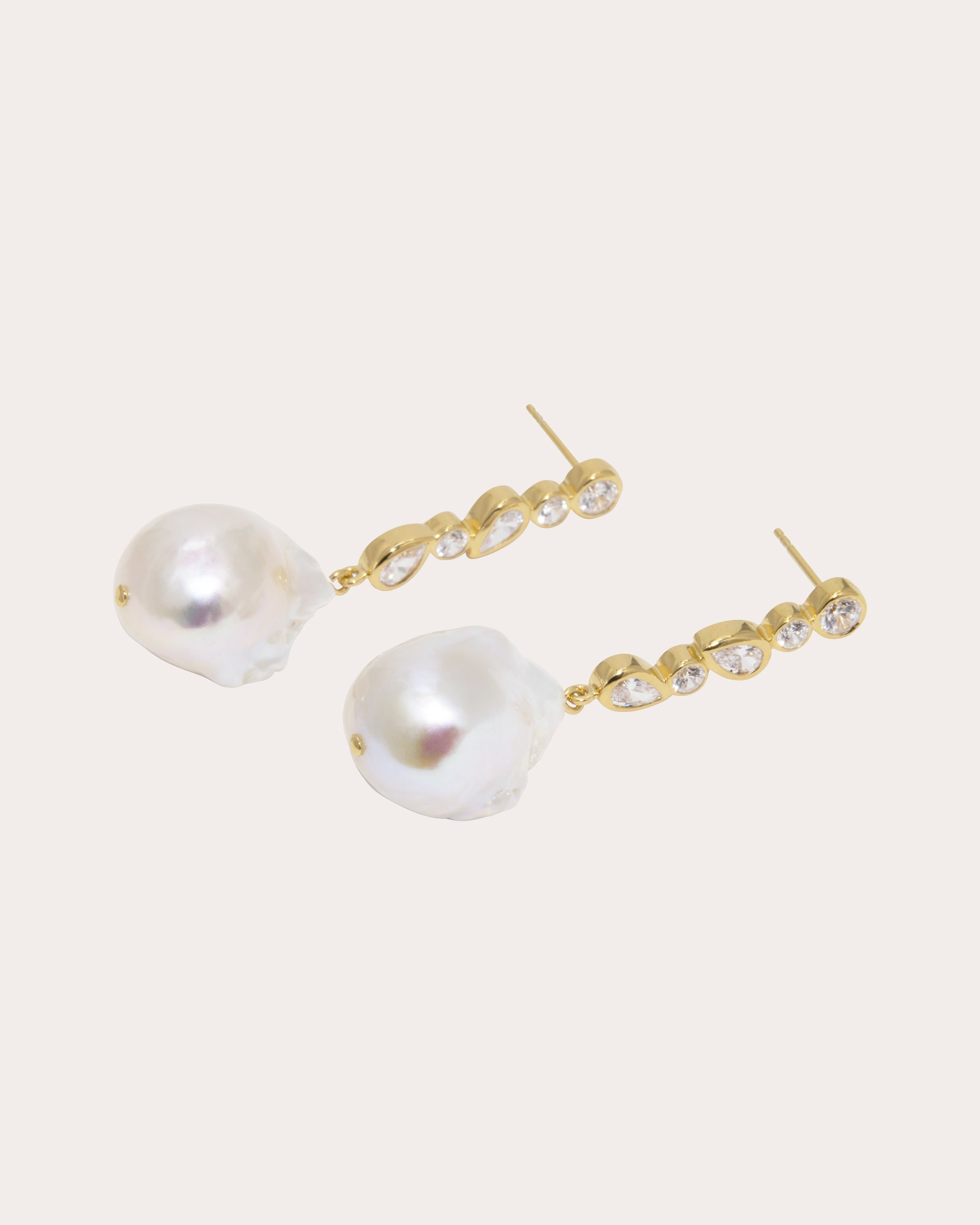 Pitter-Patter 18K Gold Vermeil Cubic Zirconia and Pearl Earrings