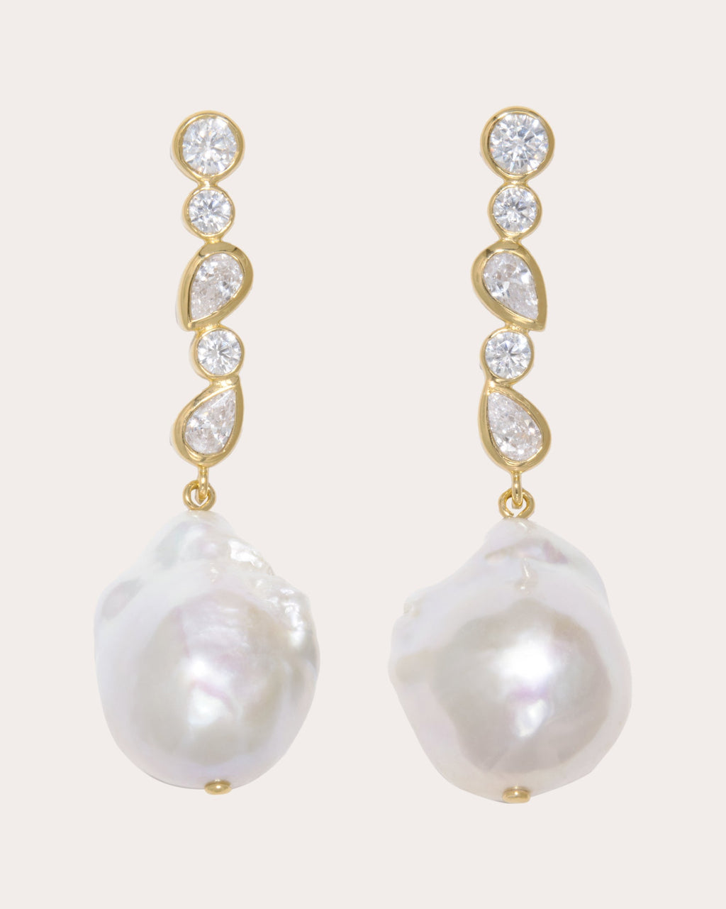 Pitter-Patter 18K Gold Vermeil Cubic Zirconia and Pearl Earrings