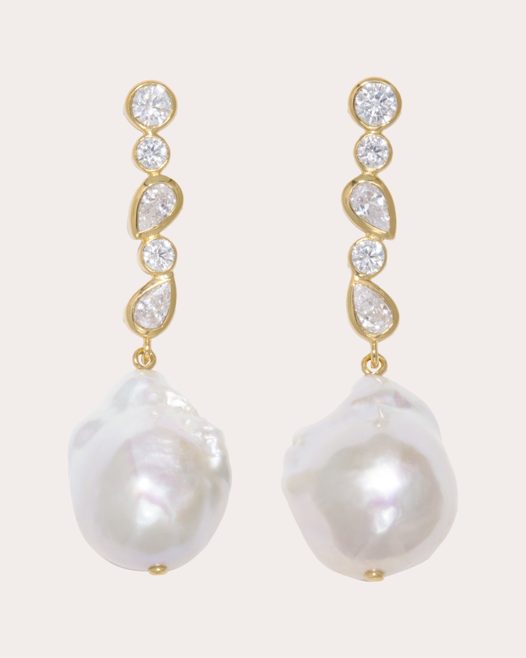 Pitter-Patter 18K Gold Vermeil Cubic Zirconia and Pearl Earrings