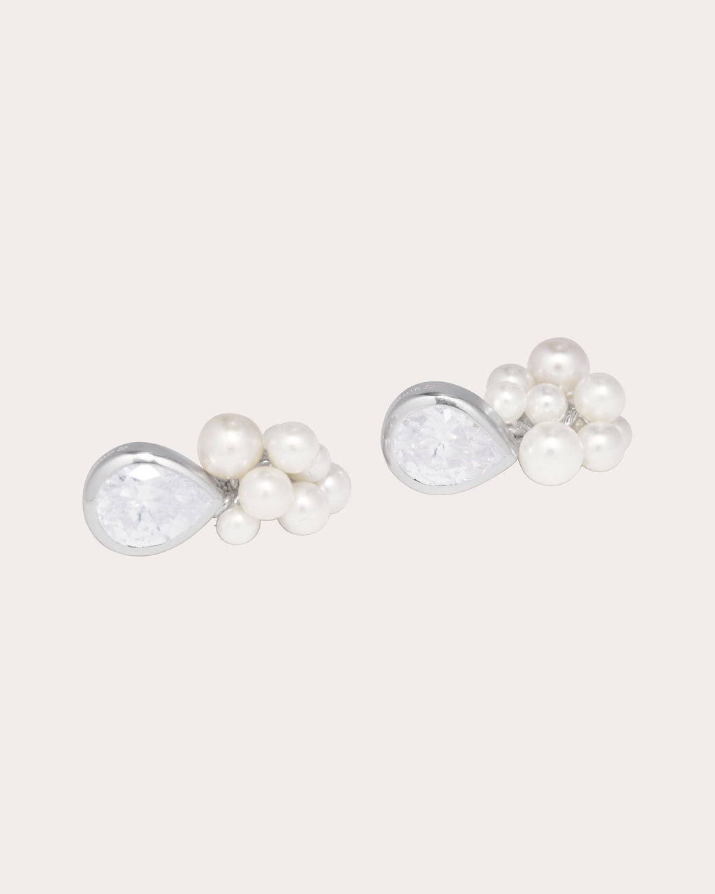 The Alchemy of Time Sterling Silver Cubic Zirconia and Pearl Earrings