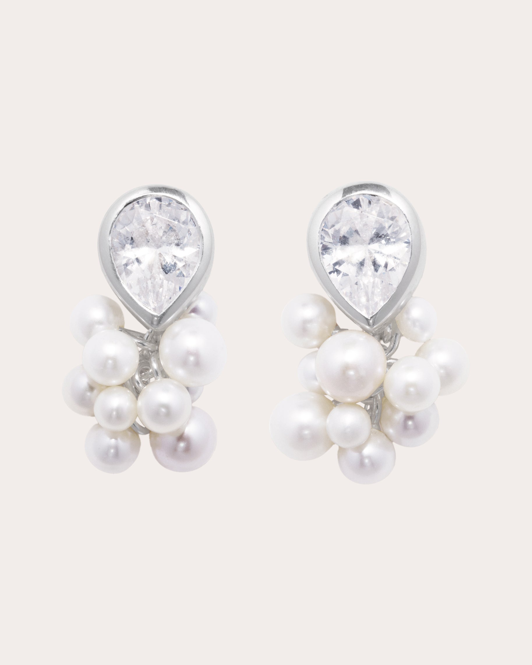 The Alchemy of Time Sterling Silver Cubic Zirconia and Pearl Earrings
