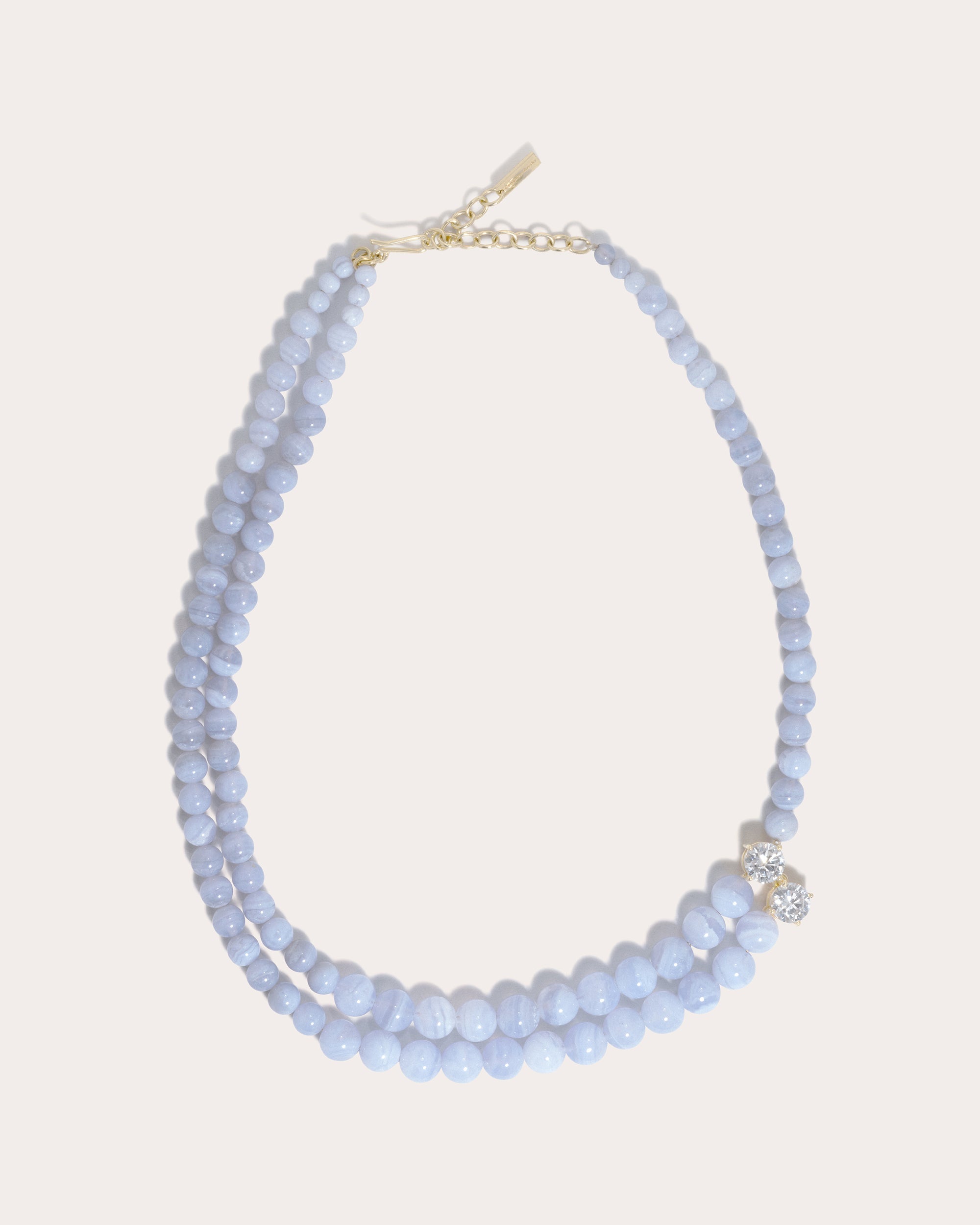 18K Gold-Plated Silver Pearl and Blue Lace Agate Necklace