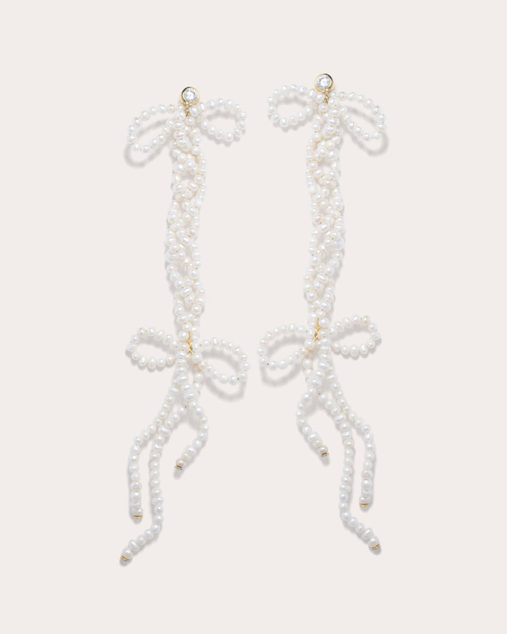 18K Gold-Plated Silver Freshwater Pearl and Cubic Zirconia Earrings