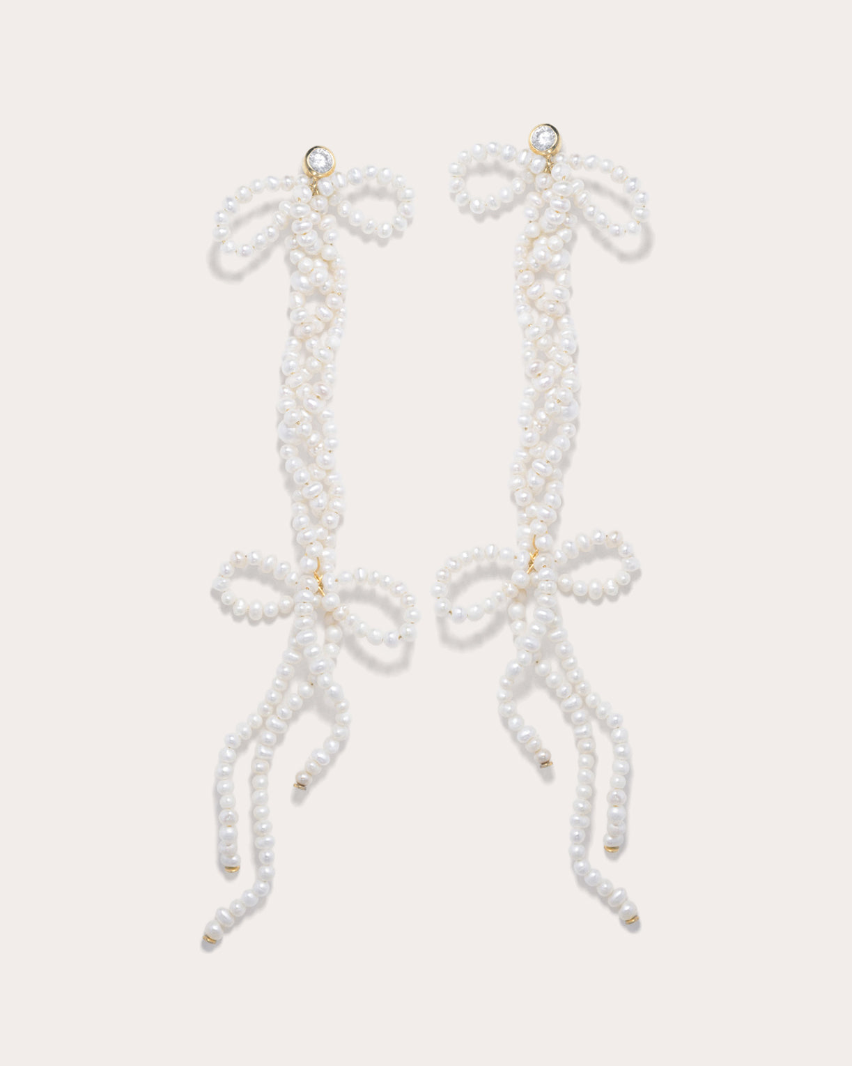 18K Gold-Plated Silver Freshwater Pearl and Cubic Zirconia Earrings